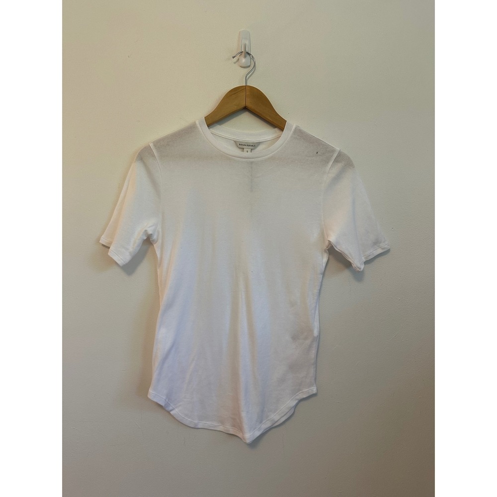 NWT Banana Republic White Short Sleeve Crew Neck Curved Hem T-Shirt | Size Small